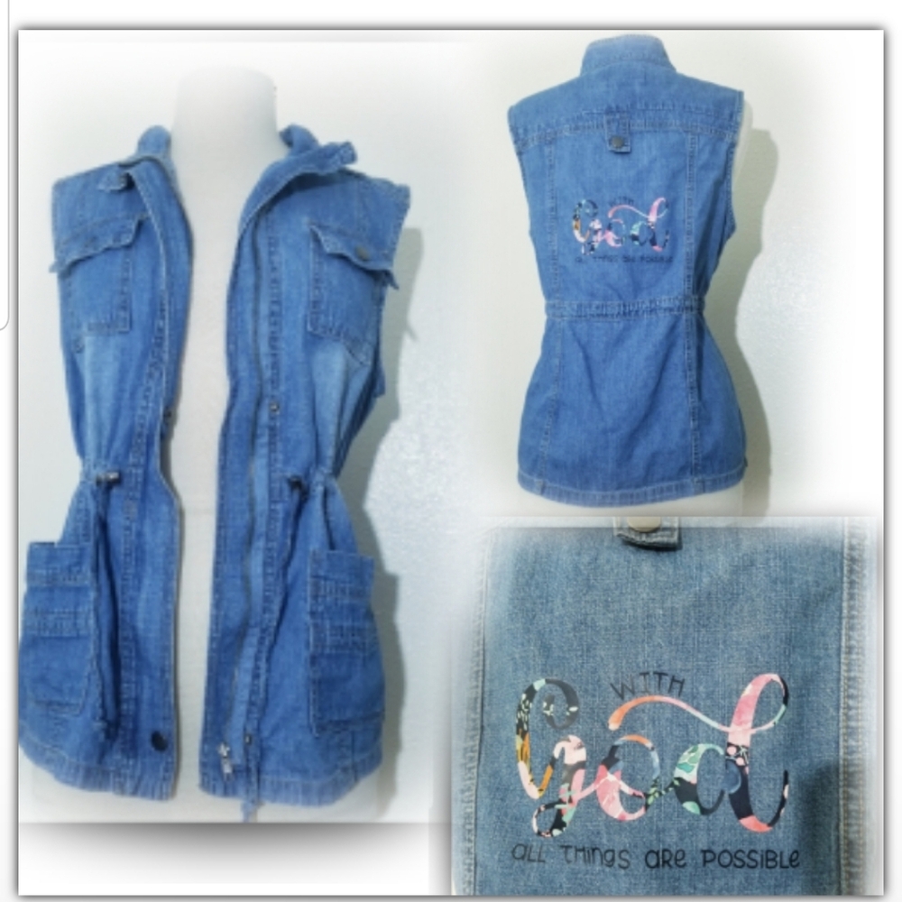 Upcycled utility vest, Share your faith